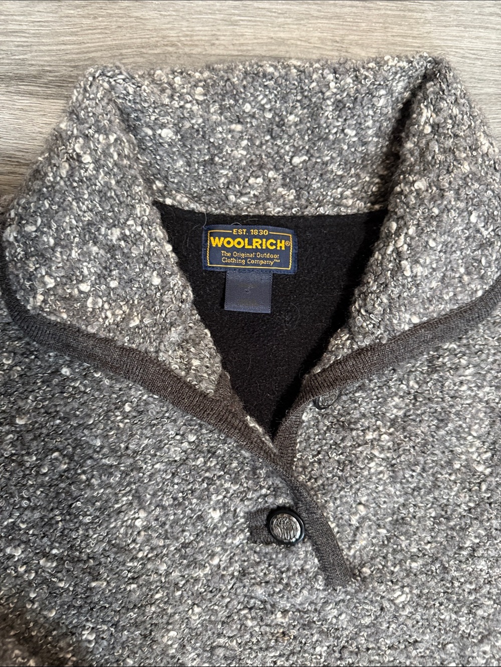 Woolrich Gray Bouclé Pea Coat with Button Front